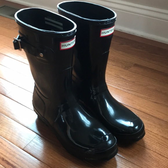 Hunter Shoes - Hunter Original Short Gloss Boot - Black